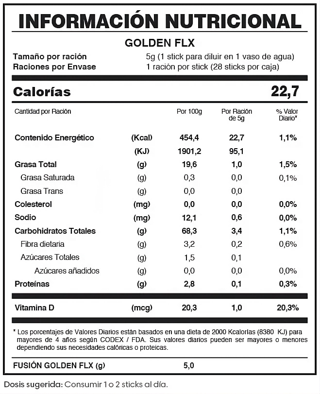 Tabla Nutricional Golden Flex