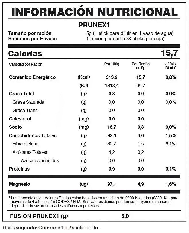 Tabla Nutricional Prunex 1